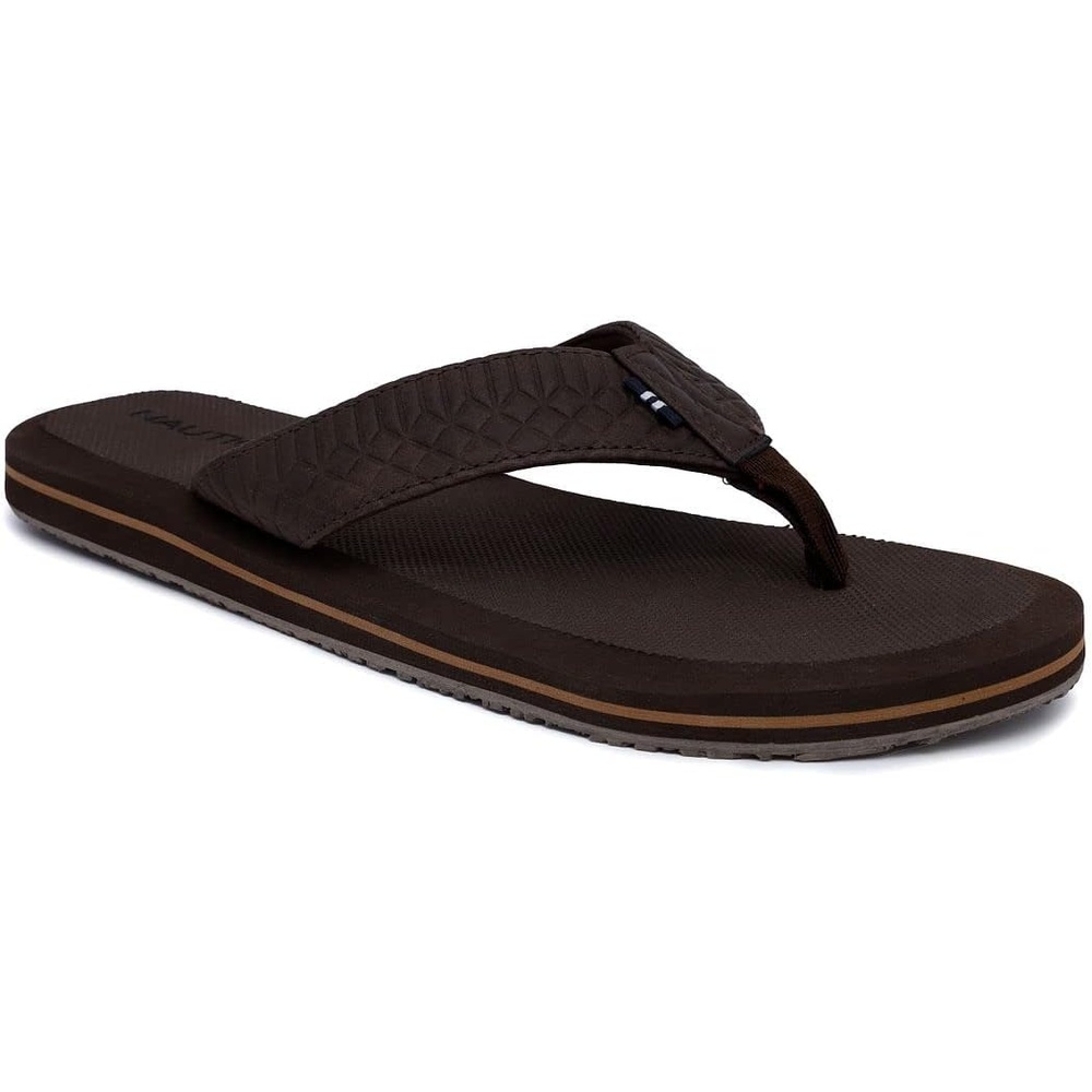 image:imageNautica Mens Flip Flop Shower Sandals Slides Comfortable Waterproof Beach Footwear SlipOn Thong MediumWide WidthBrowntidor