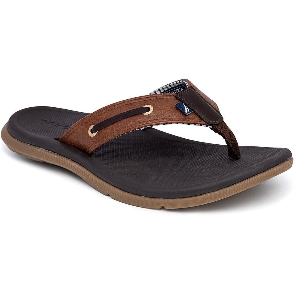 image:imageNautica Mens Flip Flop Shower Sandals Slides Comfortable Waterproof Beach Footwear SlipOn Thong MediumWide WidthTancasted