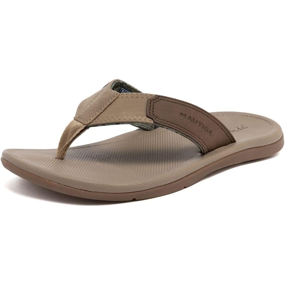 image:imageNautica Mens Flip Flop Shower Sandals Slides Comfortable Waterproof Beach Footwear SlipOn Thong MediumWide WidthTauperivvy