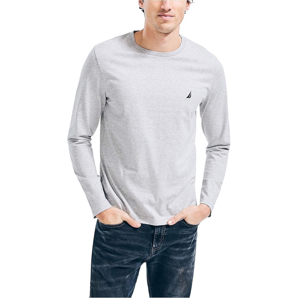 image:imageNautica Mens JClass Logo Long Sleeve TShirtGrey Heather