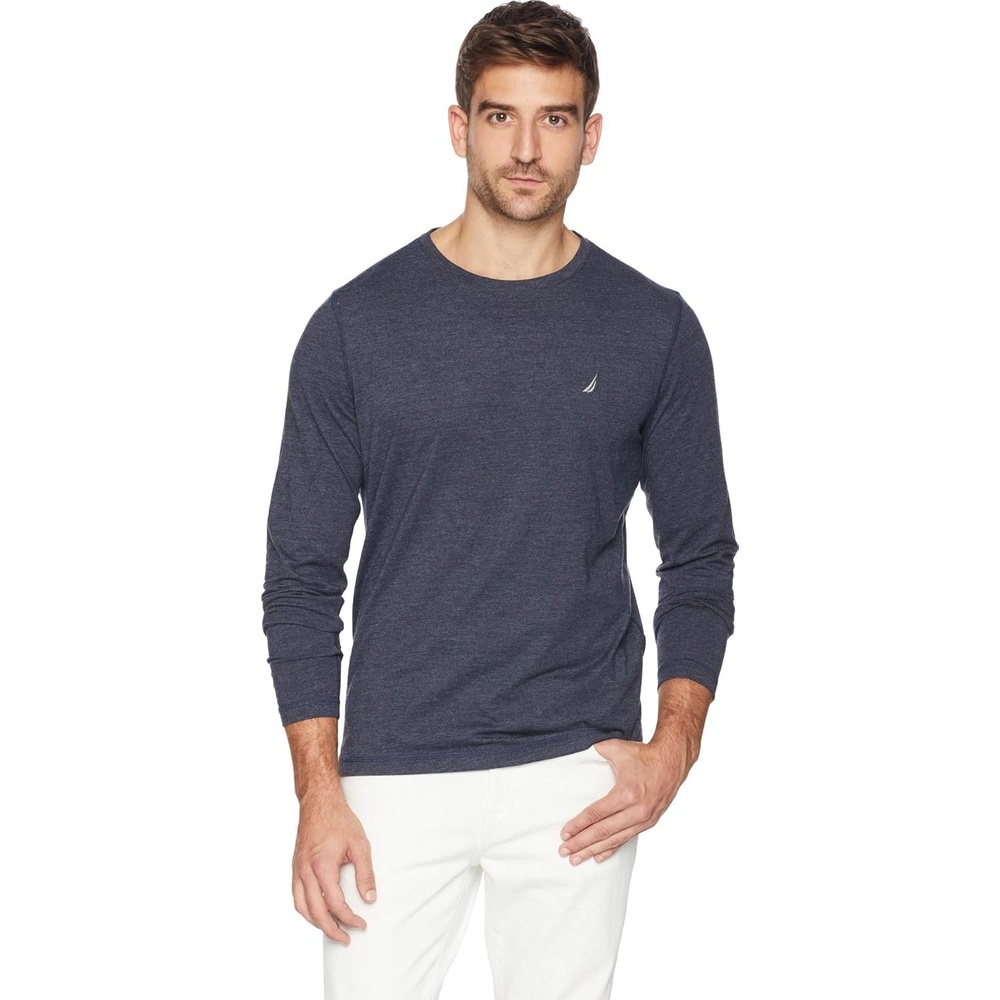 image:imageNautica Mens JClass Logo Long Sleeve TShirtNavy Solid