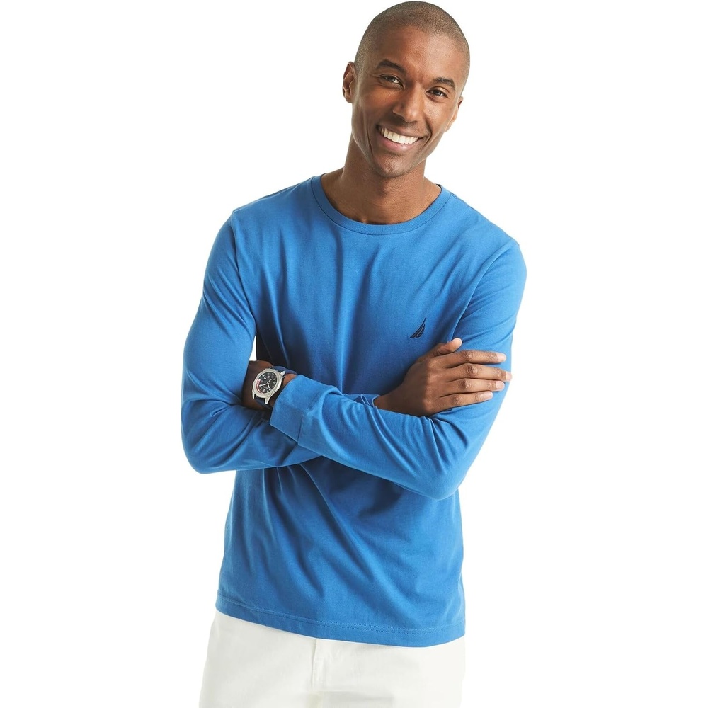 image:imageNautica Mens JClass Logo Long Sleeve TShirtNew Delft Blue