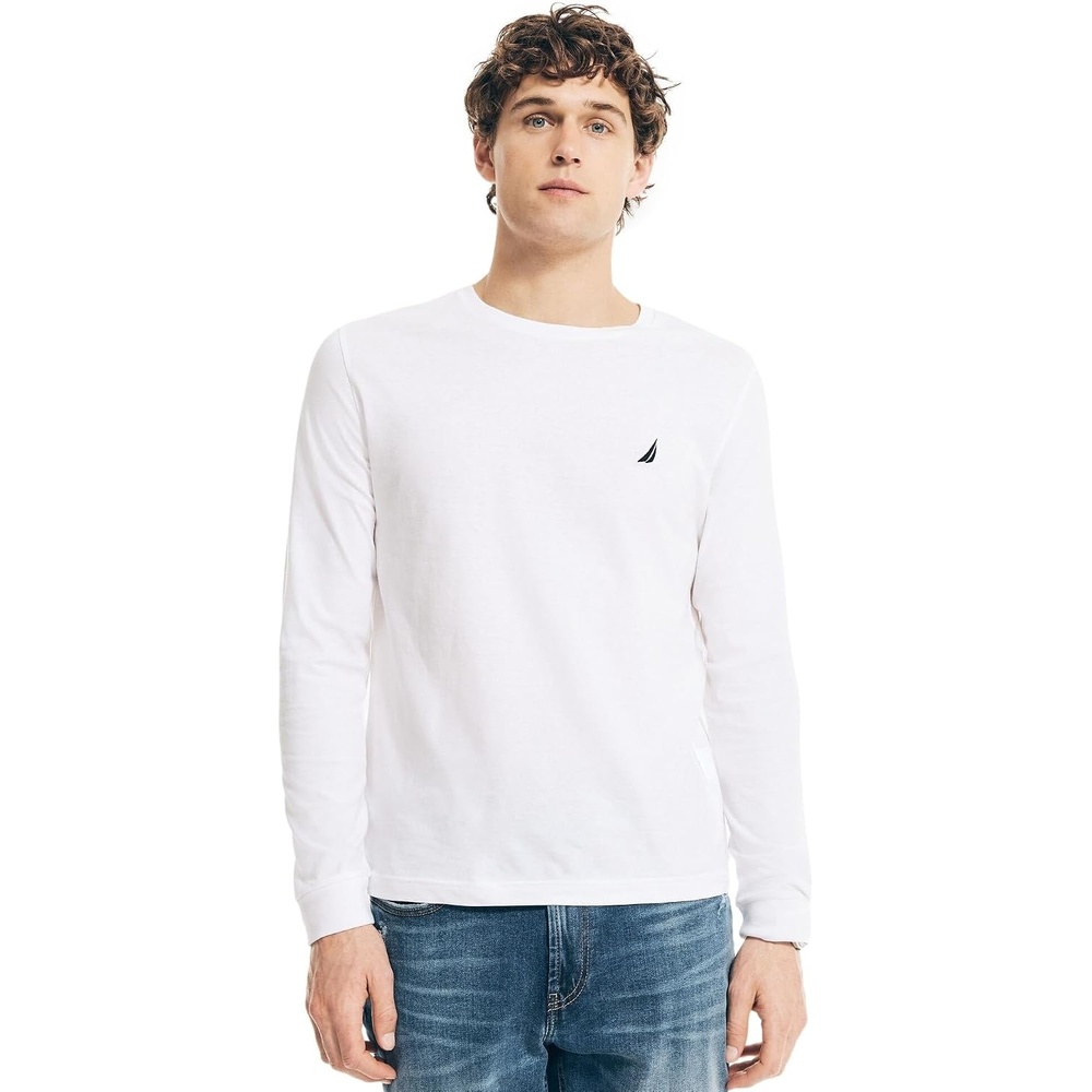 image:imageNautica Mens JClass Logo Long Sleeve TShirtOptic White