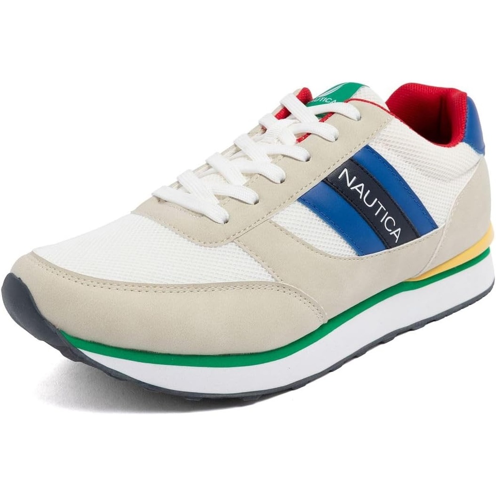 image:imageNautica Mens LaceUp Sneakers Casual Stylish and Comfortable for WalkingWhite Blue Red