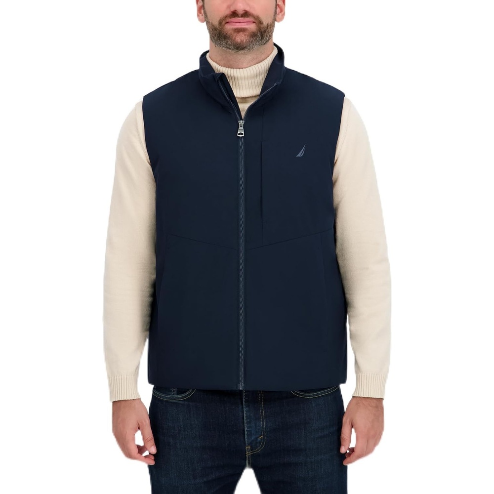 image:imageNautica Mens Lightweight Mechanical Stretch Softshell Vest Waterresistant Transitional LayerNavy