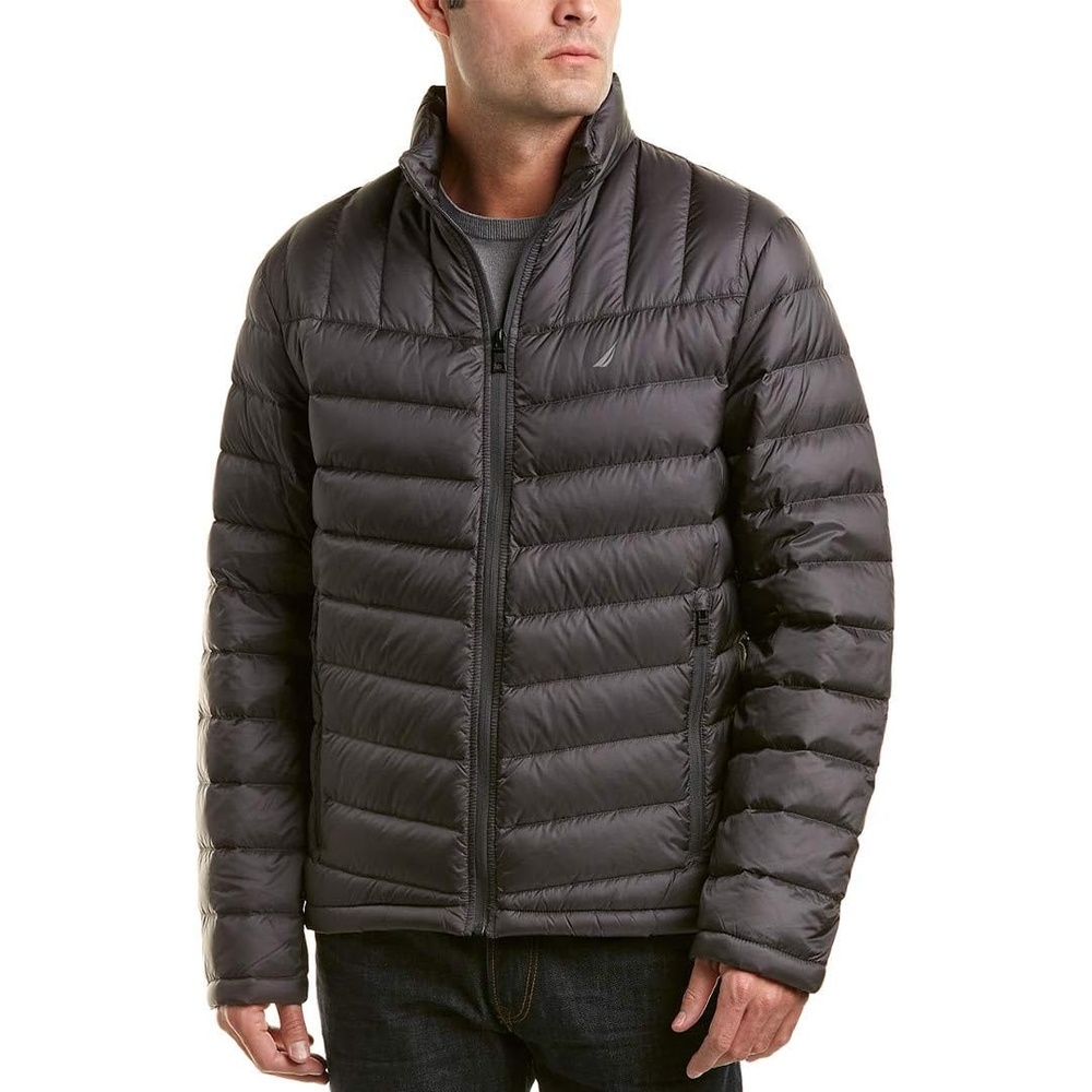 image:imageNautica Mens Lightweight Quilted Puffer Jacket Full Zip Transitional OuterwearCarbon