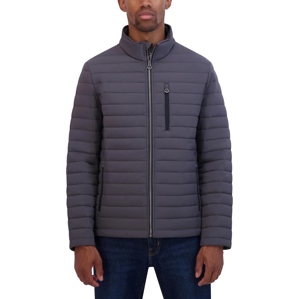 image:imageNautica Mens Lightweight Quilted Puffer Jacket Full Zip Transitional OuterwearMetal Grey