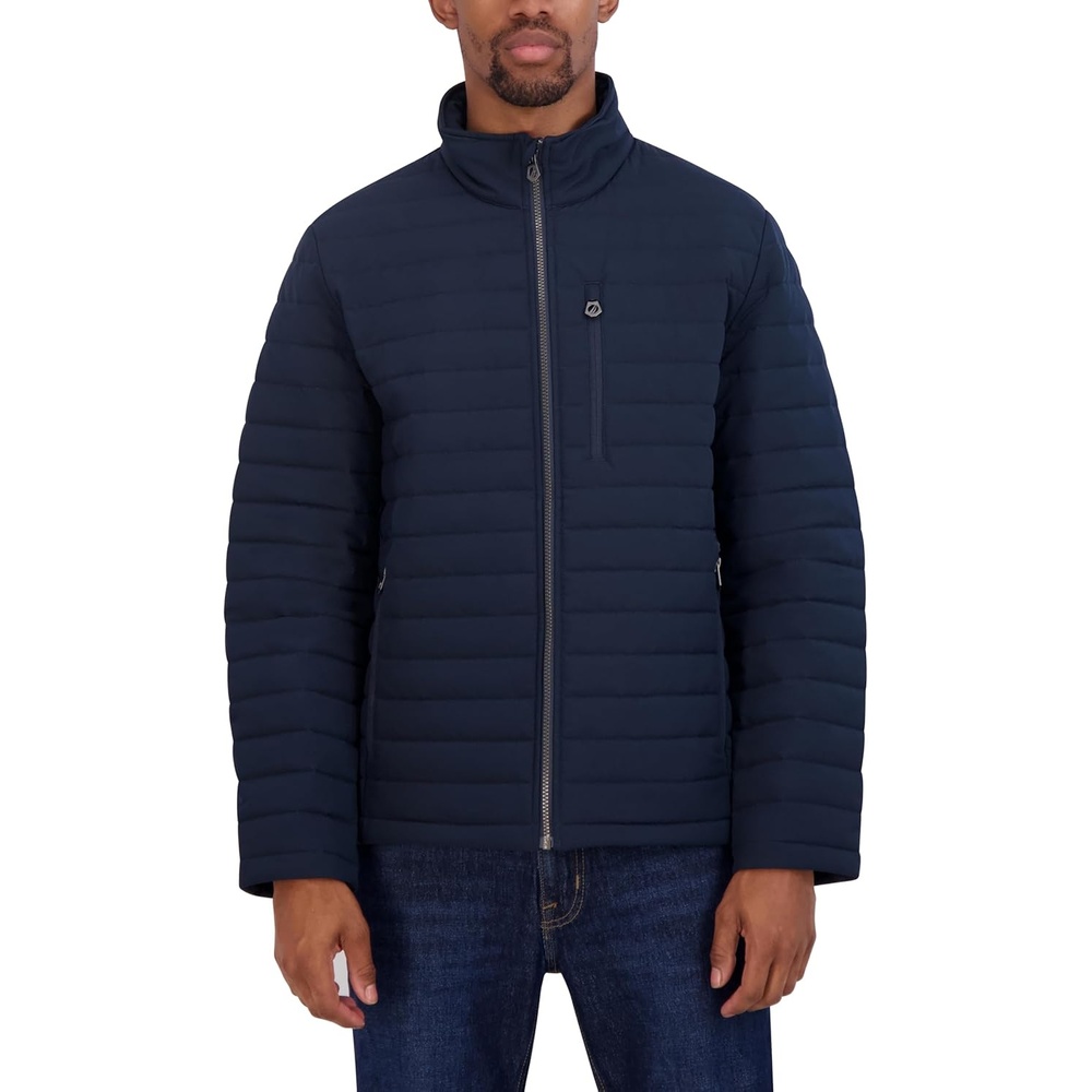 image:imageNautica Mens Lightweight Quilted Puffer Jacket Full Zip Transitional OuterwearNavy