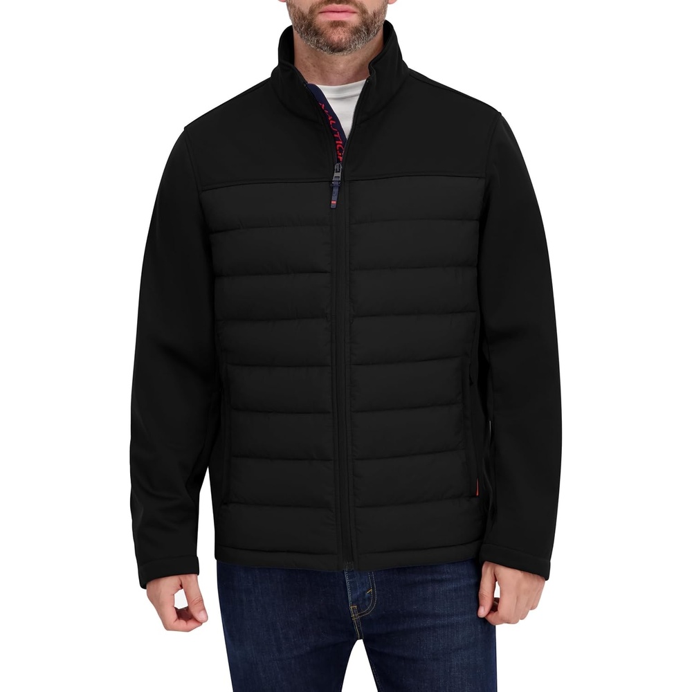 image:imageNautica Mens Lightweight Softshell Jacket  Bonded Fleece Lining Regular Big amp Tall SizesBlack