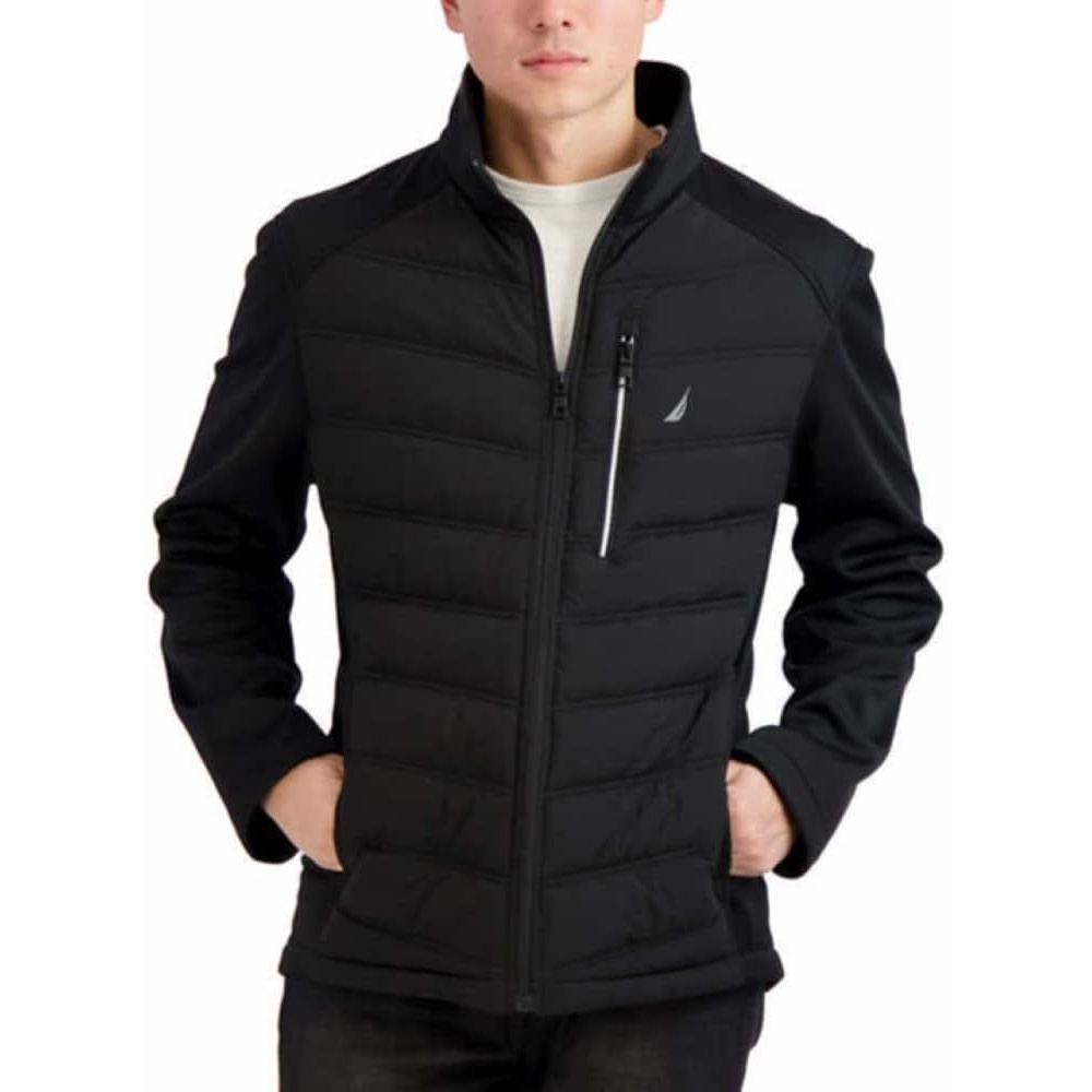 image:imageNautica Mens Lightweight Softshell Jacket Bonded Fleece Lining Regular Big amp Tall SizesJet