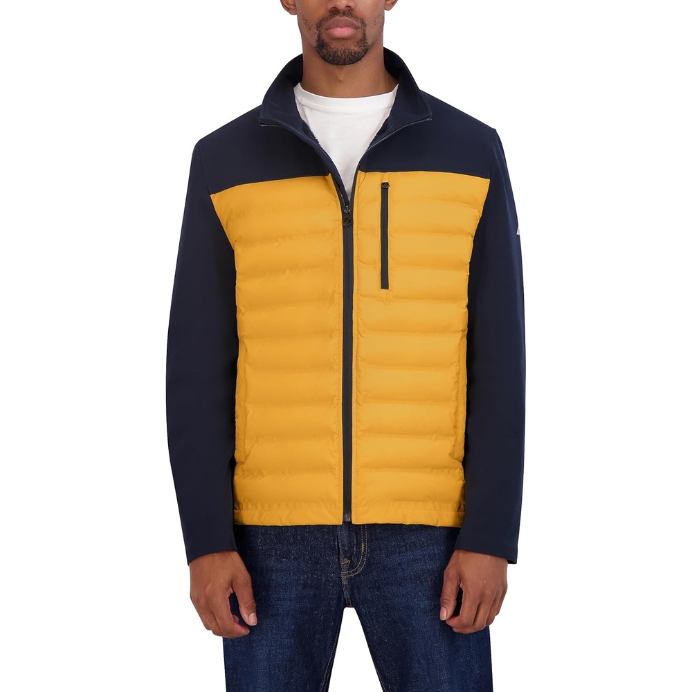 image:imageNautica Mens Lightweight Softshell Jacket Bonded Fleece Lining Regular Big amp Tall SizesOld Gold