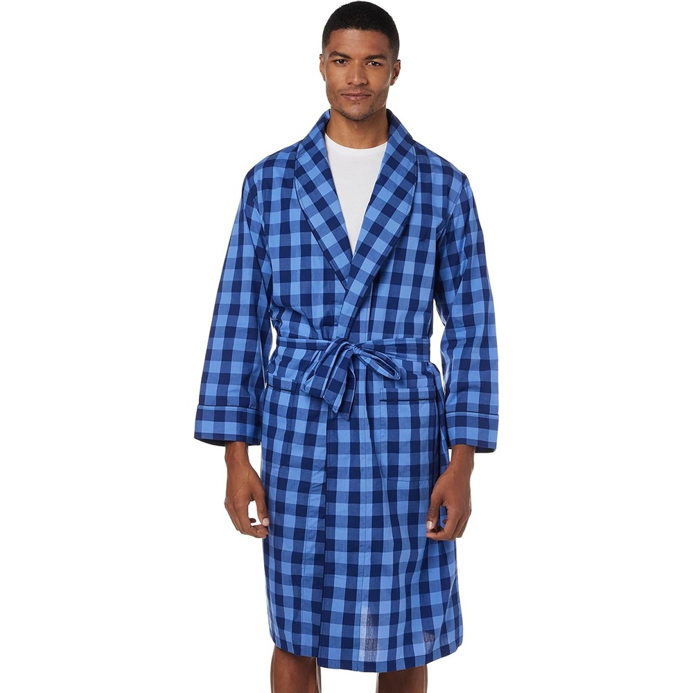 image:imageNautica Mens Long Sleeve Lightweight Cotton Woven RobeBlue