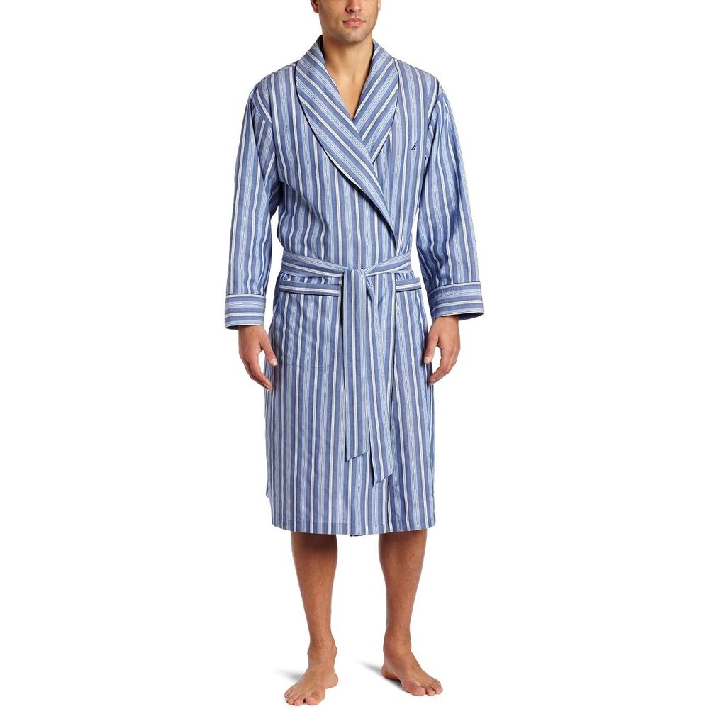 image:imageNautica Mens Long Sleeve Lightweight Cotton Woven RobeCornflower