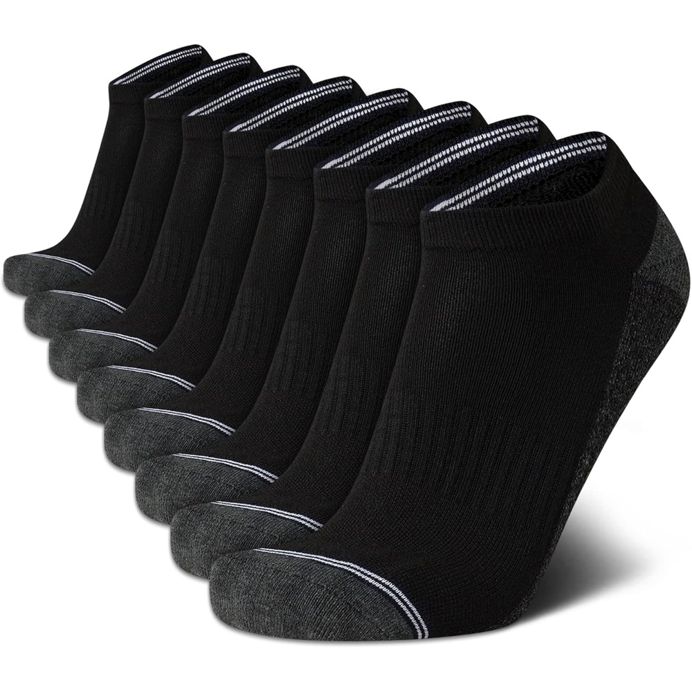 image:imageNautica Mens Low Cut Socks  8 Pack Soft Stretch Cushioned Athletic Ankle Socks for Men for Sports and Running Size 6125Classic Black