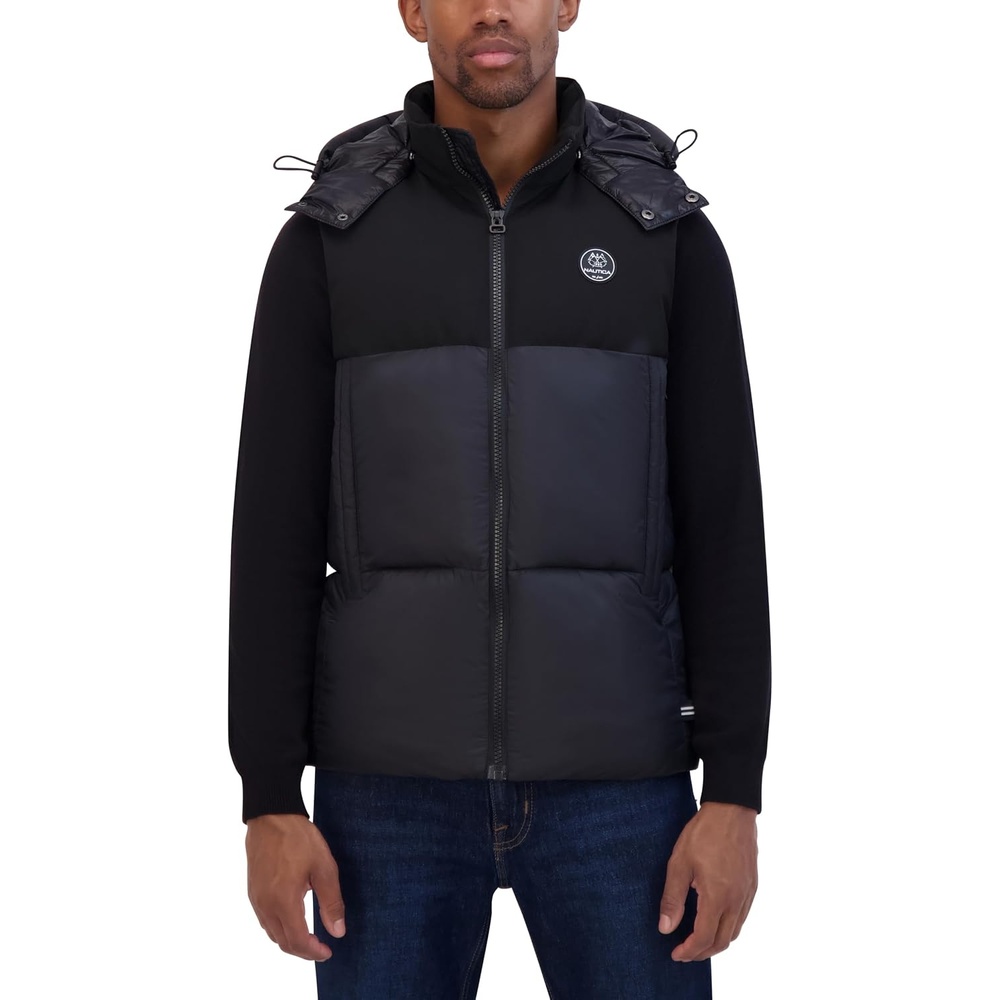 image:imageNautica Mens Mixed Sheen Quilted VestBlack