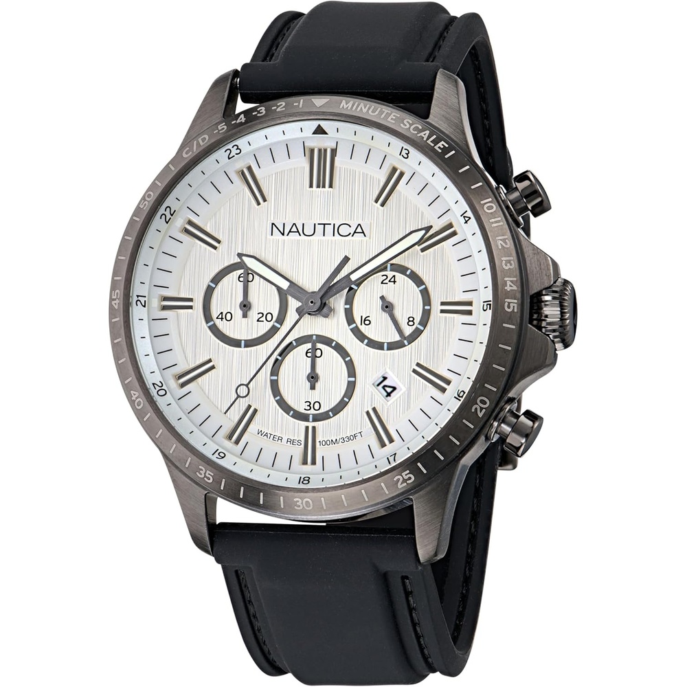 image:imageNautica Mens NCT Blue Ocean Chronograph WatchBlackSilverGunmetal