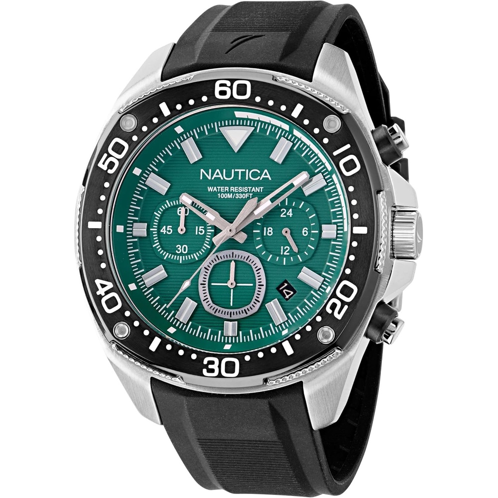 image:imageNautica Mens NCT Blue Sail Chronograph WatchBlackGreenSilver