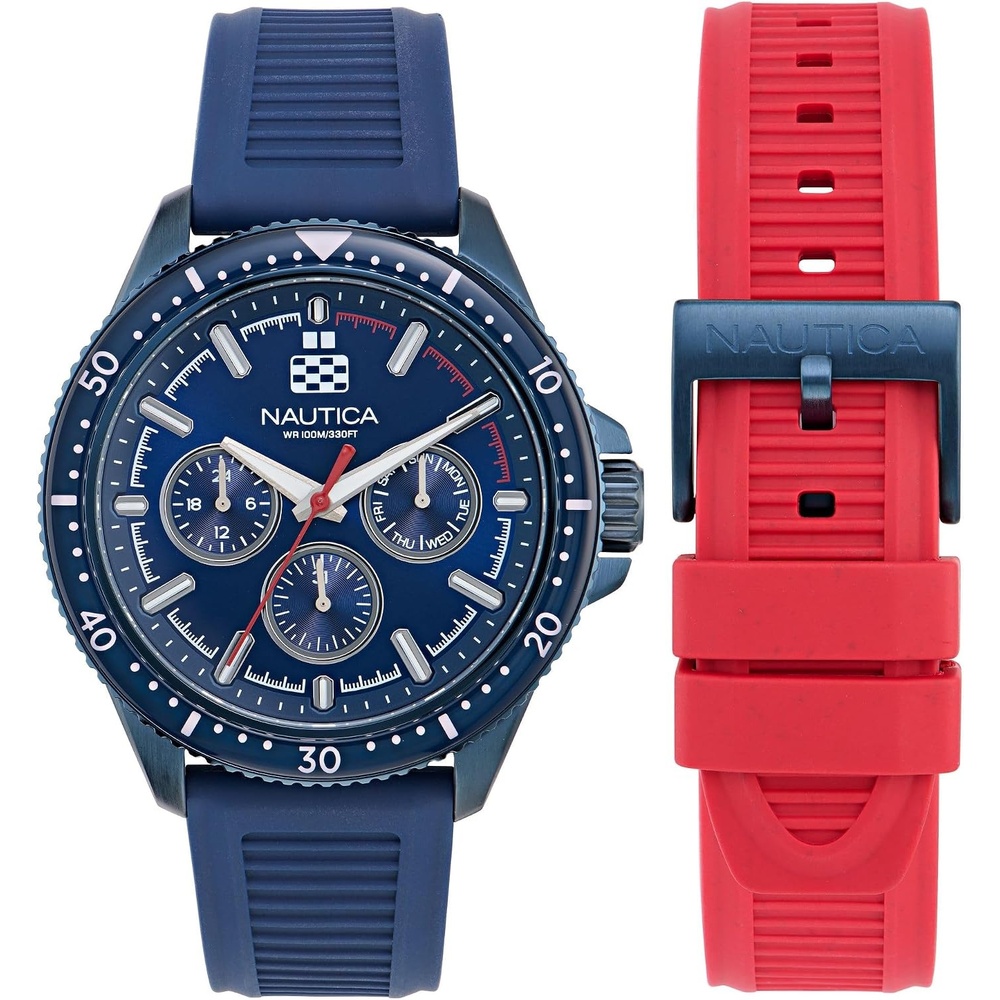 image:imageNautica Mens NCT Windrose 46mm WatchBlueRedBlueBlue