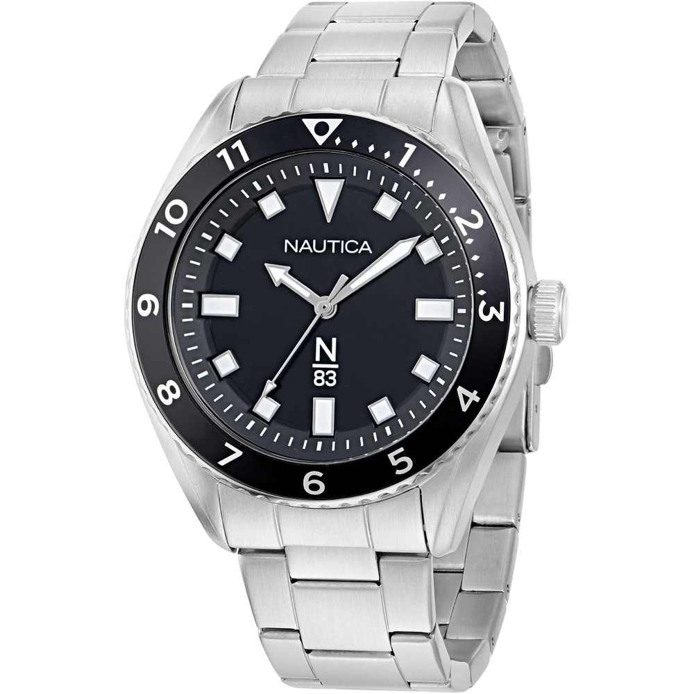 image:imageNautica Mens NS3 Sporty WatchSilverBlackSilver