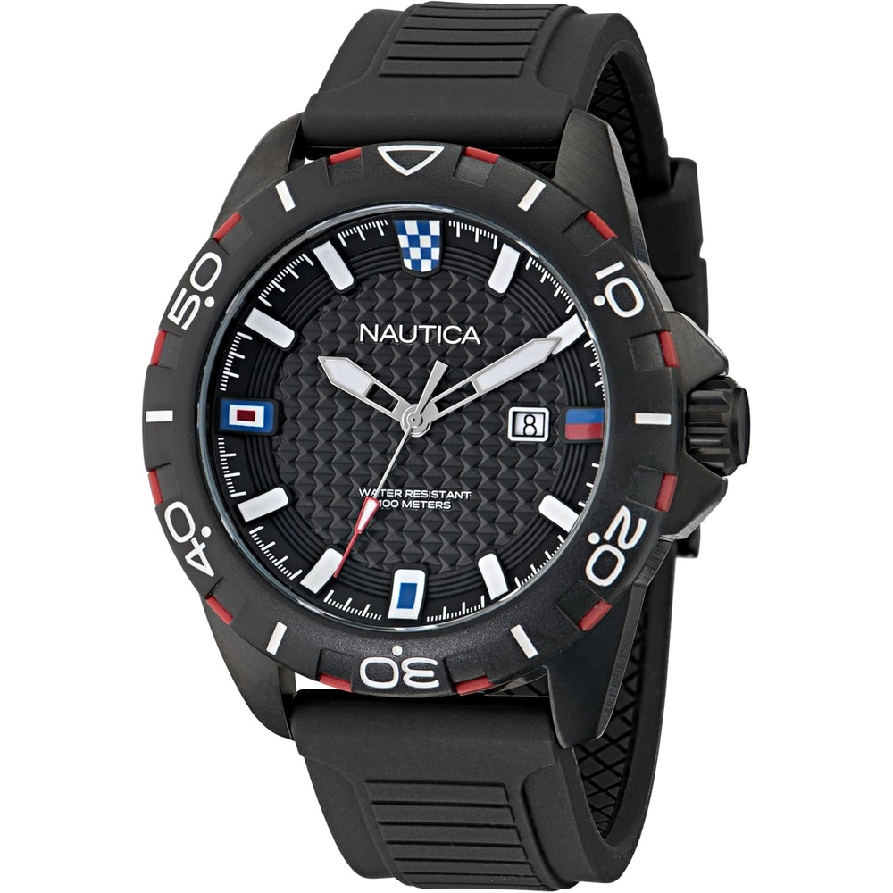 image:imageNautica Mens NSR Silicone WatchBlackBlackBlack