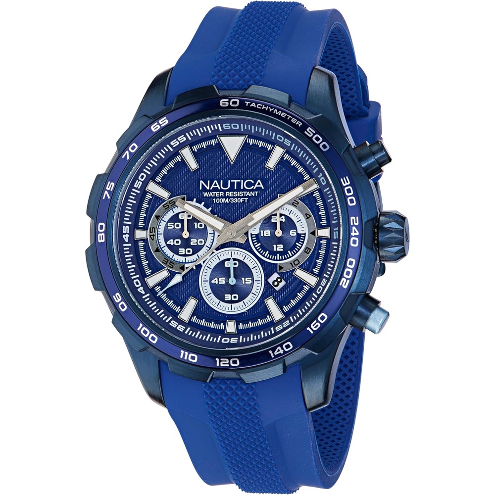 image:imageNautica Mens NST Chronograph 46mm WatchBlueBlueBlue