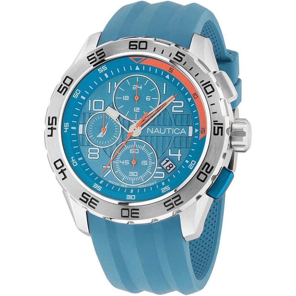 image:imageNautica Mens NST Chronograph 47mm WatchLight BlueLight BlueSilver