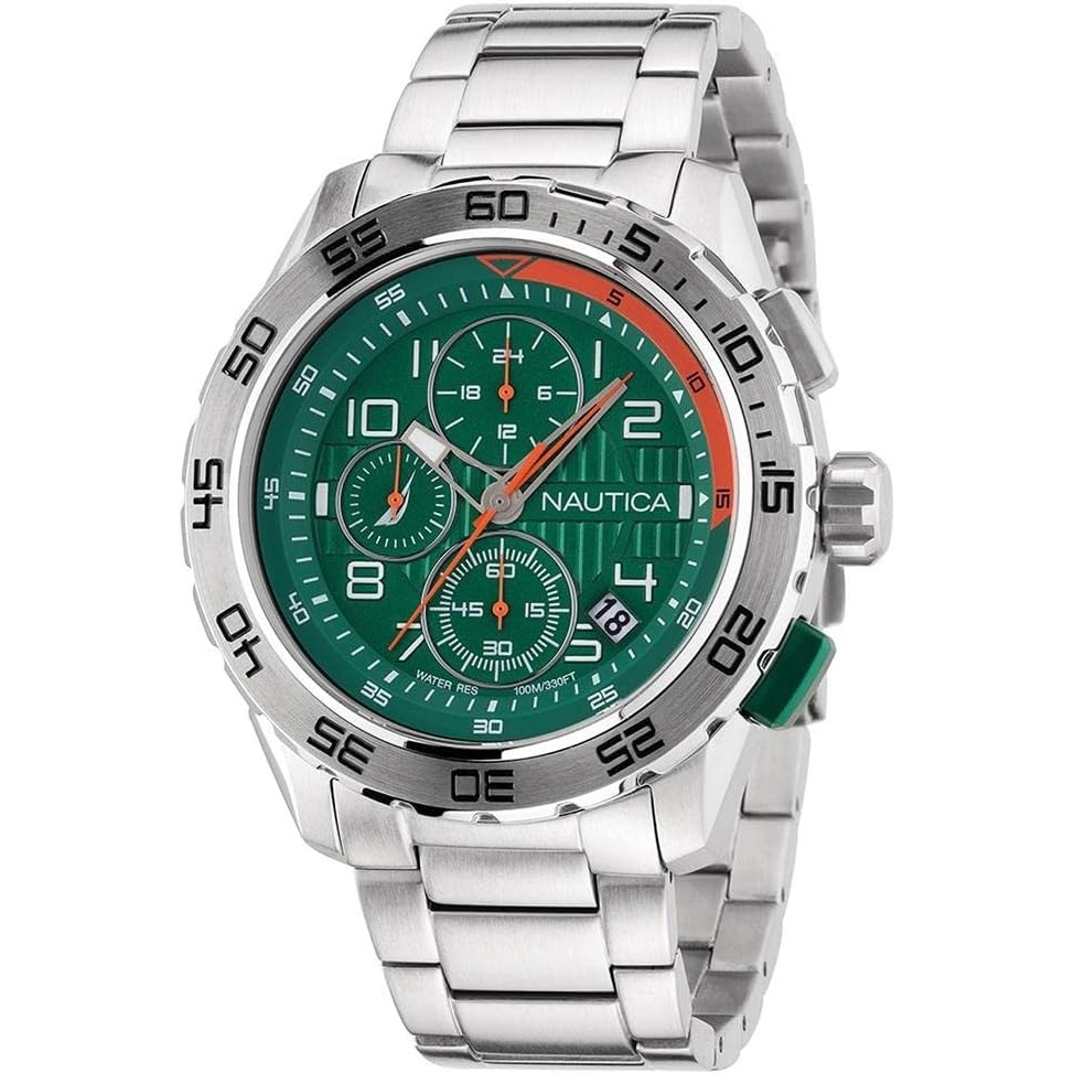 image:imageNautica Mens NST Chronograph 47mm WatchSilverGreenSilver