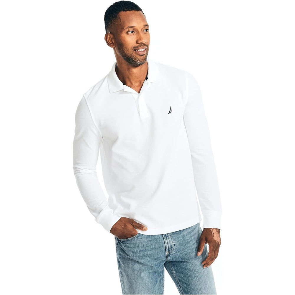 image:imageNautica Mens Nautica Classic Fit LongSleeve Deck PoloNautica Classic Fit LongSleeve Deck PoloBright White