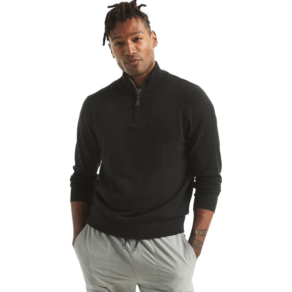 image:imageNautica Mens Nautica Mens Quarterzip SweaterElegant Black