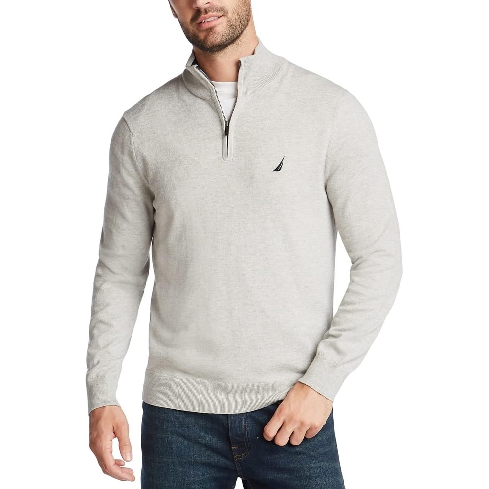 image:imageNautica Mens Nautica Mens Quarterzip SweaterMedium Grey Heather
