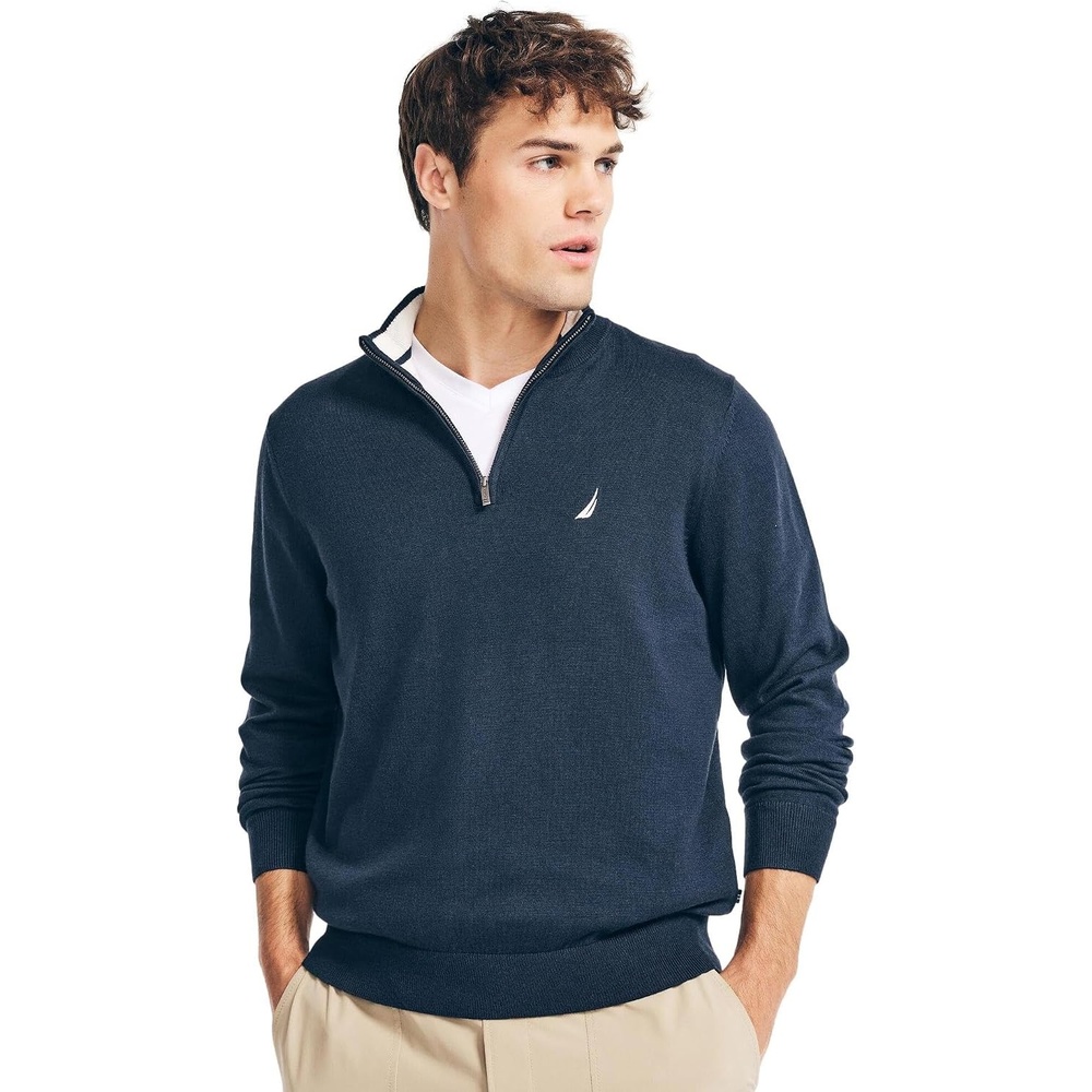 image:imageNautica Mens Nautica Mens Quarterzip SweaterNavtech Collection FallWinter 2024 Navy Seas