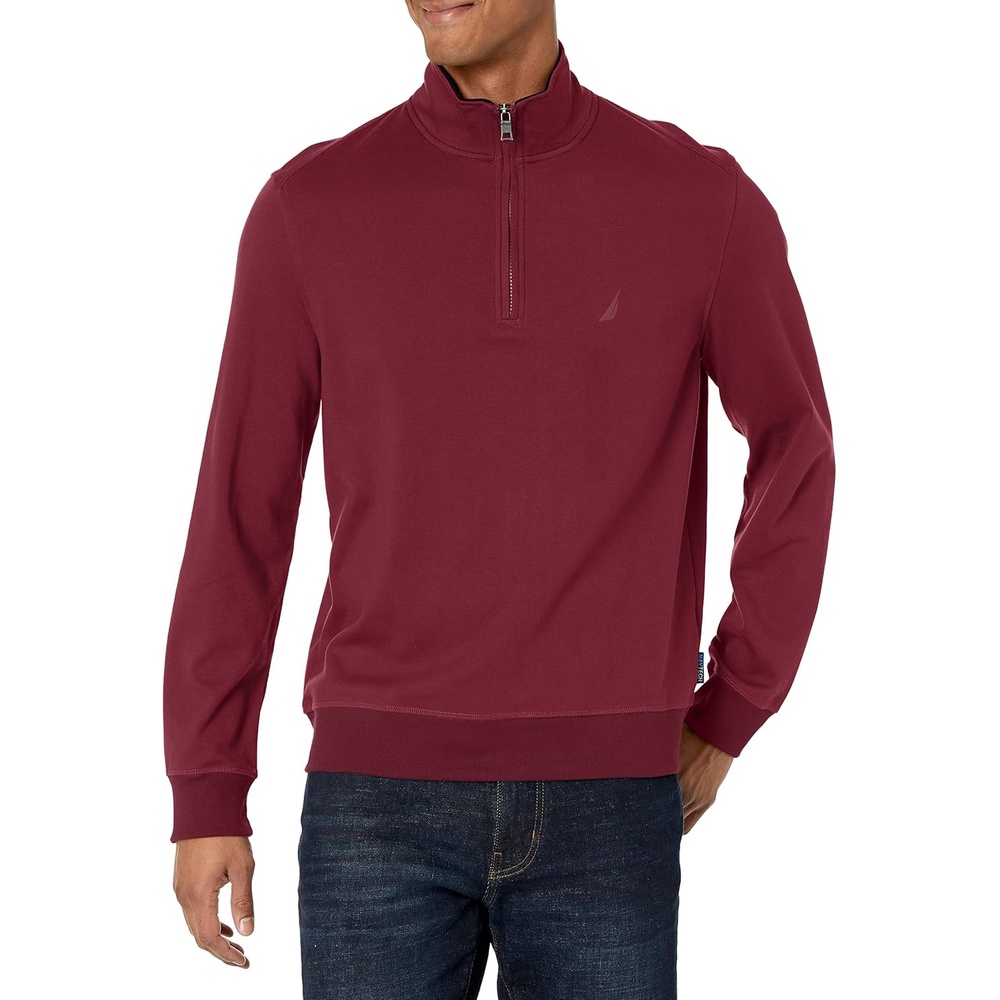 image:imageNautica Mens Nautica Mens Quarterzip SweaterShipwreck Burgundy