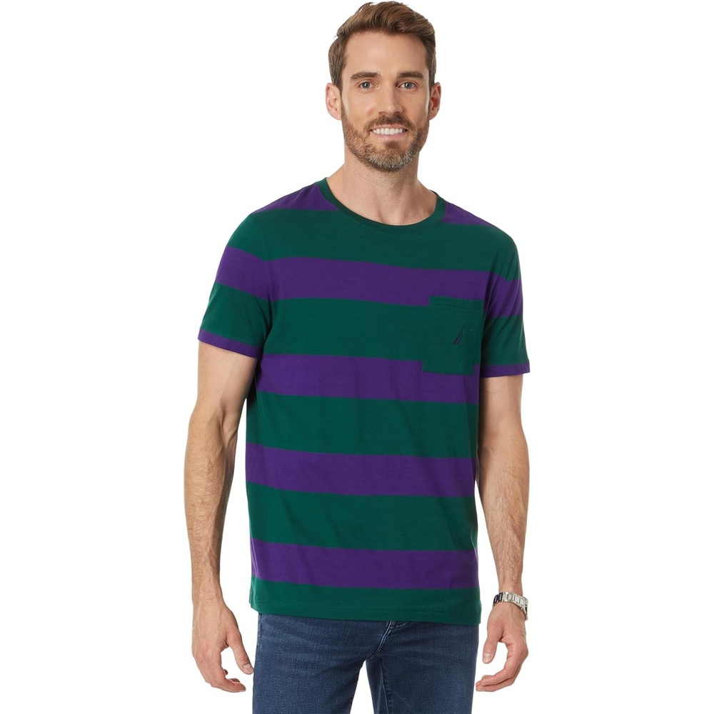 image:imageNautica Mens Nautica Striped Crewneck TShirtTidal Green