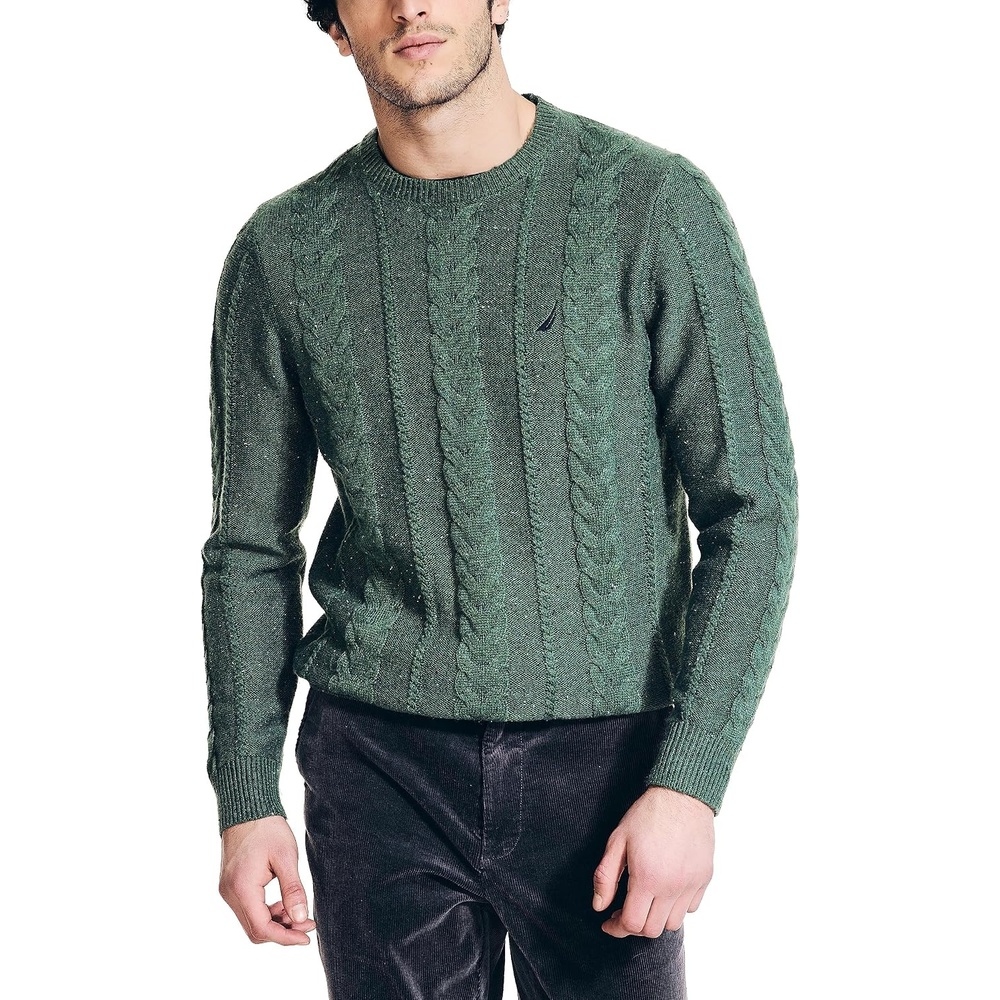 image:imageNautica Mens Nautica Sustainably Crafted CableKnit Crewneck SweaterArtic Fern