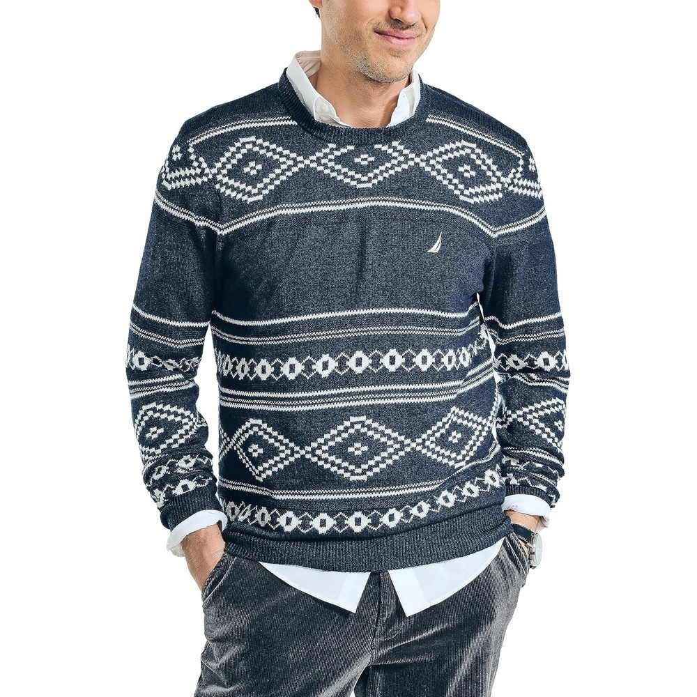 image:imageNautica Mens Nautica Sustainably Crafted Fair Isle Crewneck SweaterNavy Seas