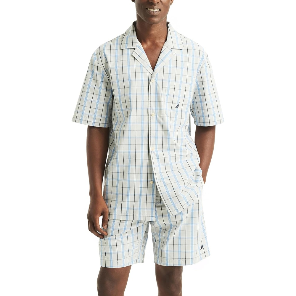 image:imageNautica Mens Nautica Sustainably Crafted Plaid Camp Sleep ShirtHigh Rise