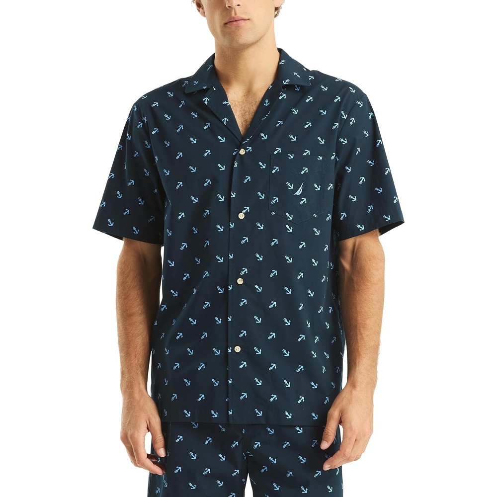 image:imageNautica Mens Nautica Sustainably Crafted Printed Camp Sleep ShirtMaritime Navy