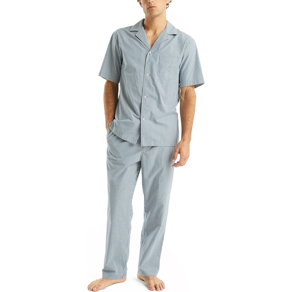 image:imageNautica Mens Nautica Sustainably Crafted Striped Poplin Sleep PantEnsign Blue