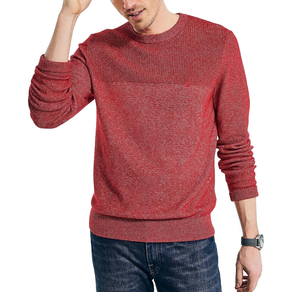 image:imageNautica Mens Nautica Sustainably Crafted Textured Crewneck SweaterTango Red