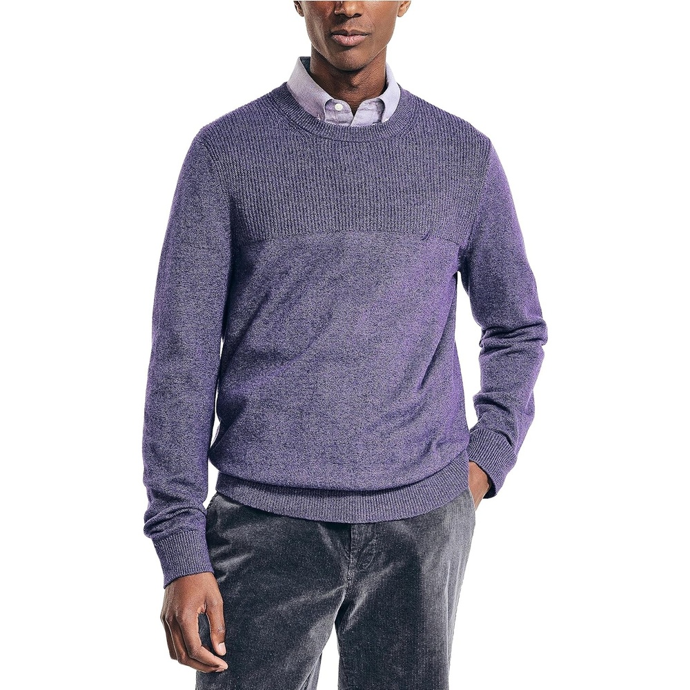 image:imageNautica Mens Nautica Sustainably Crafted Textured Crewneck SweaterViolet Heather