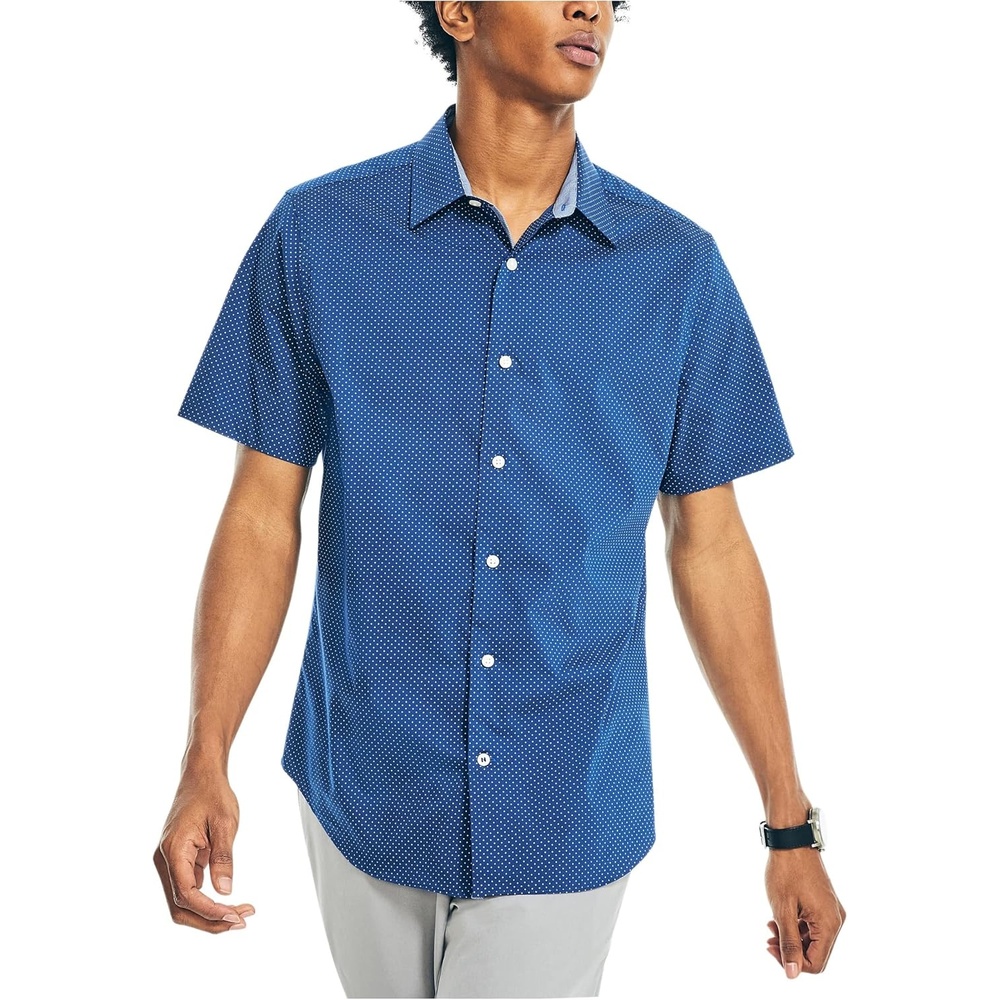 image:imageNautica Mens Navtech Slim Fit Printed Shortsleeve ShirtEstate Blue