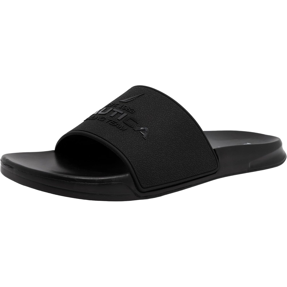 image:imageNautica Mens Open Toe Slide Sandals Comfortable Indoor amp Outdoor Shower SlippersBlacksherwood
