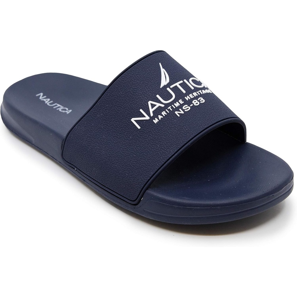 image:imageNautica Mens Open Toe Slide Sandals Comfortable Indoor amp Outdoor Shower SlippersNavy Porter