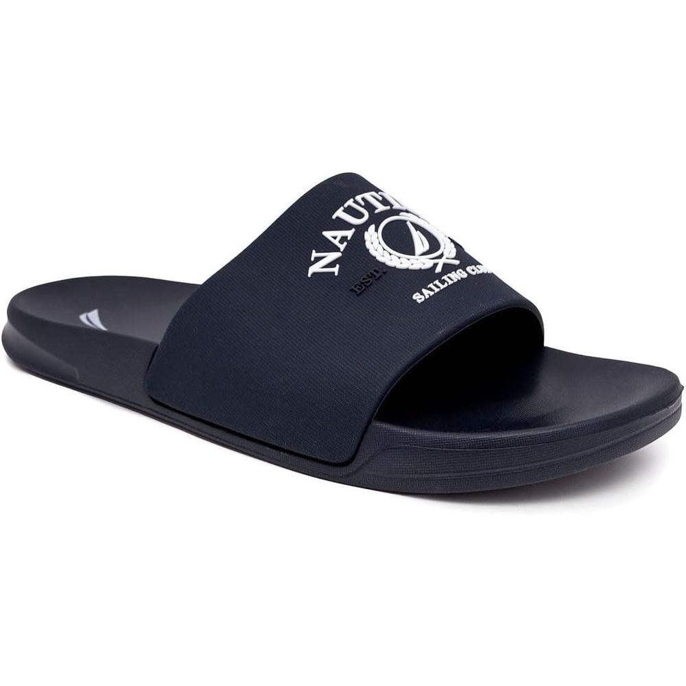 image:imageNautica Mens Open Toe Slide Sandals Comfortable Indoor amp Outdoor Shower SlippersNavy White Porter
