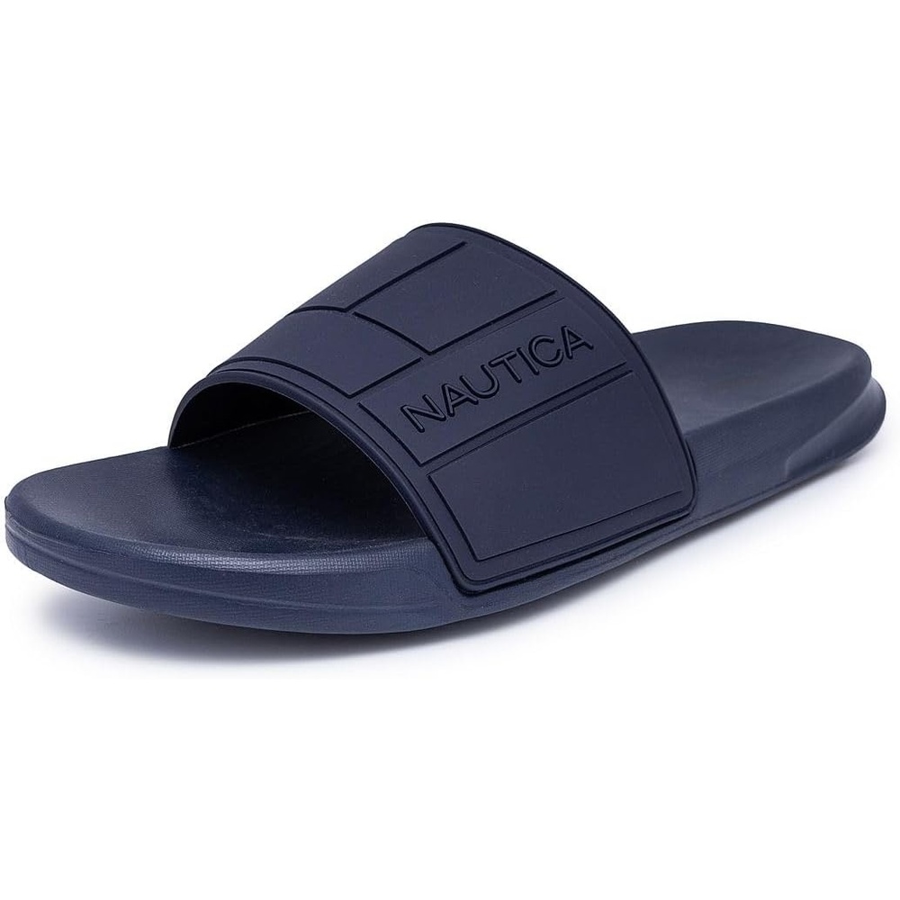 image:imageNautica Mens Open Toe Slide Sandals Comfortable Indoor amp Outdoor Shower SlippersNavybower Mono