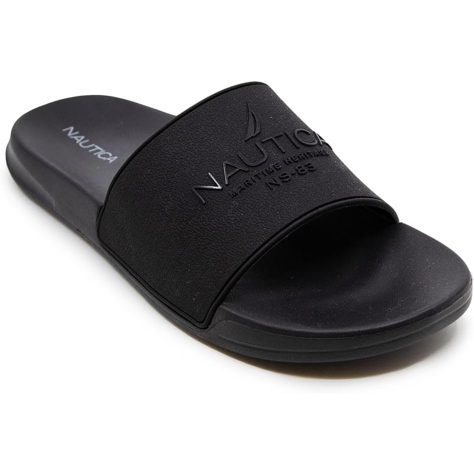 image:imageNautica Mens Open Toe Slide Sandals Comfortable Indoor amp Outdoor Shower SlippersPorter BlackBlack