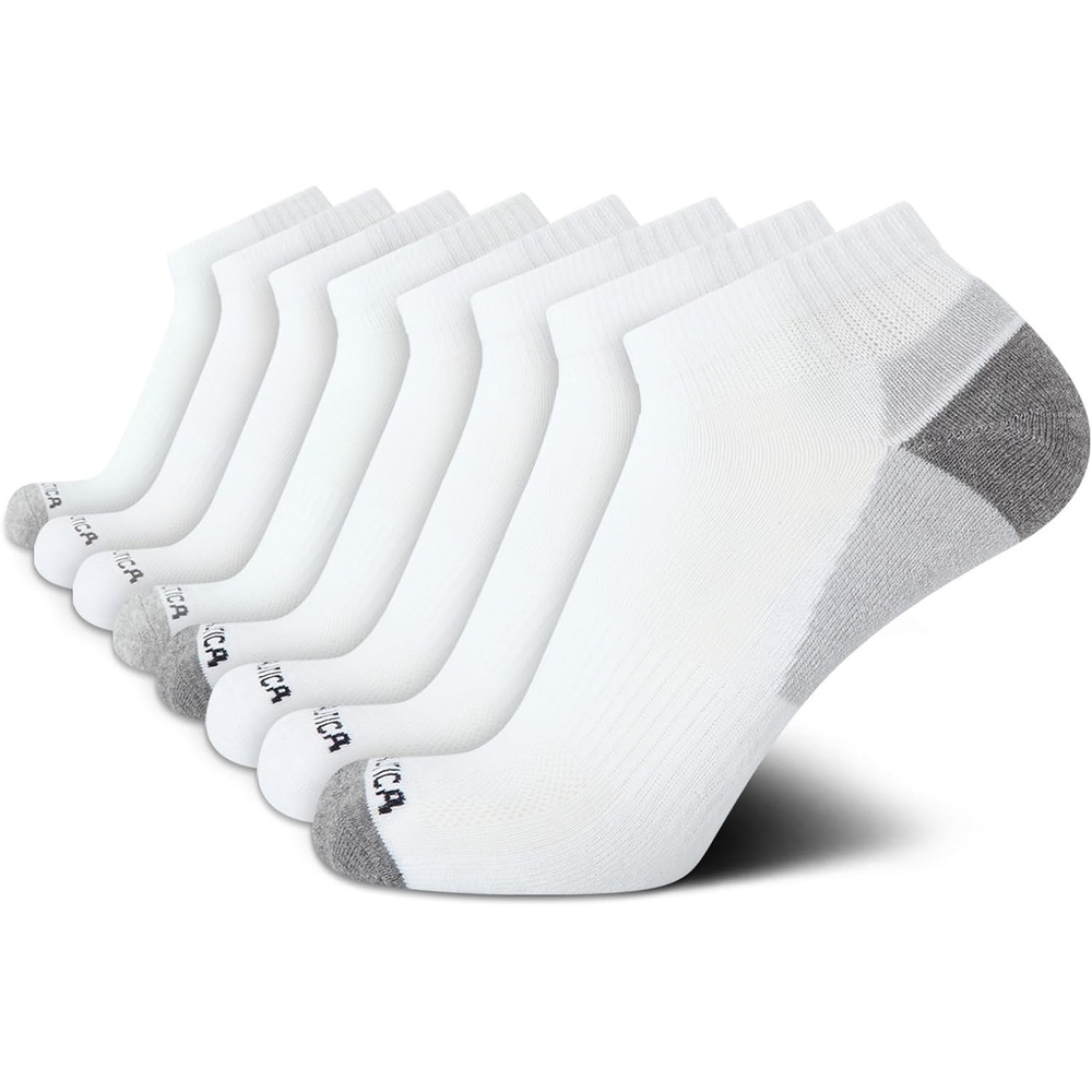 image:imageNautica Mens Quarter Socks 8 Pack Comfort Stretch Cushioned MoistureWicking Athletic Ankle Socks for Men Sizes 6125All White