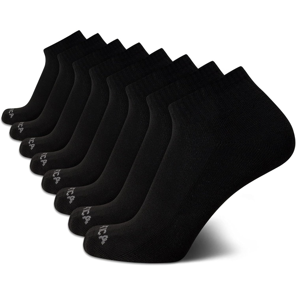 image:imageNautica Mens Quarter Socks 8 Pack Comfort Stretch Cushioned MoistureWicking Athletic Ankle Socks for Men Sizes 6125Black
