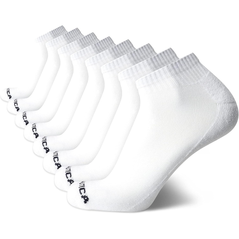 image:imageNautica Mens Quarter Socks 8 Pack Comfort Stretch Cushioned MoistureWicking Athletic Ankle Socks for Men Sizes 6125White