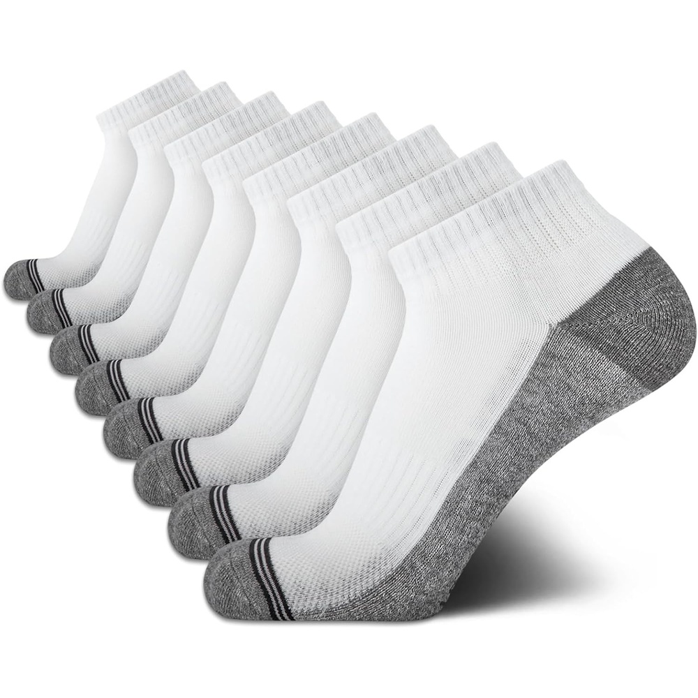 image:imageNautica Mens Quarter Socks 8 Pack Comfort Stretch Cushioned MoistureWicking Athletic Ankle Socks for Men Sizes 6125WhiteGrey
